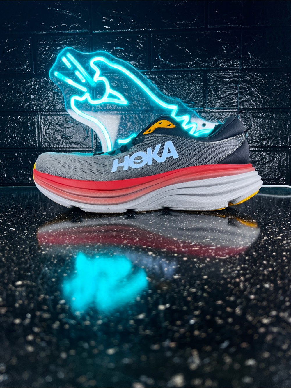 Hoka One One Bondi 8 Men’s Walking Gym Training Running Shoes Sneakers Grey - 12